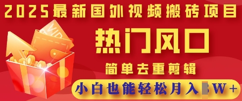2025最新视频搬砖项目，热门风口，简单去重剪辑，小白也能轻松月入过W——生财有道创业项目网-生财有道