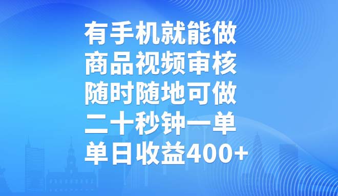 （14446期）有手机就能做，商品视频审核，随时随地可做，二十秒钟一单，单日收益400+_生财有道创业项目网-生财有道