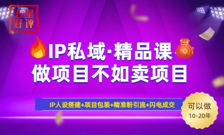 （14406期）2025年“IP私域·密训精品课”，日赚3000+小白避坑年赚百万，暴力引流…_生财有道创业项目网-生财有道