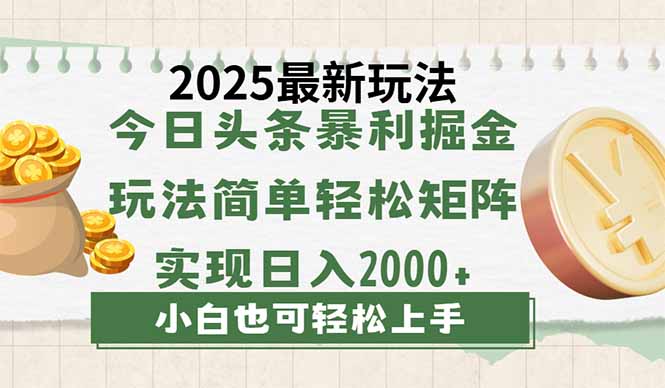 （14120期）今日头条2025最新玩法，思路简单，复制粘贴，轻松实现矩阵日入2000+_生财有道创业项目网-生财有道