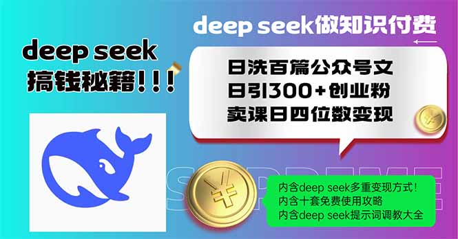 （14163期）Deep seek做知识付费日洗百篇公众号文日引300+创业粉，卖课日四位数变…_生财有道创业项目网-生财有道