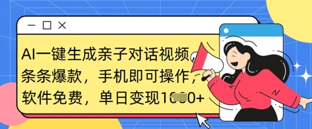 AI一键生成亲子对话视频，条条爆款，一部手机即可操作，单日变现数张——生财有道创业项目网-生财有道