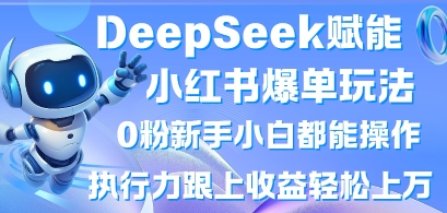 DeepSeek赋能小红书爆单玩法0粉新手小白都能操作，执行力跟上收益轻松上W，懒人勿做——生财有道创业项目网-生财有道