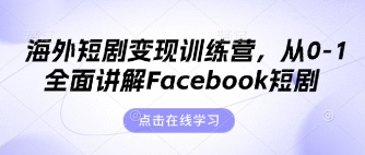 海外短剧变现训练营，从0-1全面讲解Facebook短剧——生财有道创业项目网-生财有道