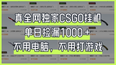 真全网独家CSGO挂G，单日捡漏1k+【揭秘】——生财有道创业项目网-生财有道