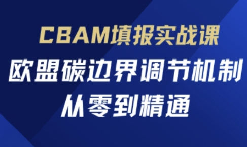 CBAM填报实战课，欧盟碳边界调节机制，从零到精通——生财有道创业项目网-生财有道