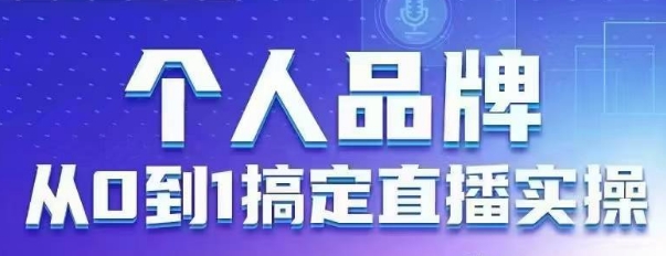 个人品牌：从0到1搞定直播实操，用直播为你的个人品牌赋能，六大实操板块，放大个人影响力——生财有道创业项目网-生财有道