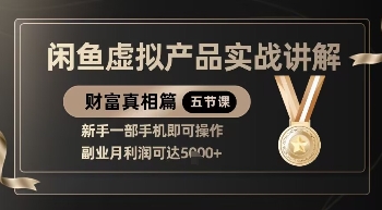 精品！闲鱼虚拟产品实战讲解，新手一部手机即可操作，副业月利润可达5k+——生财有道创业项目网-生财有道