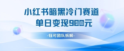 小红书冷门”暗黑”赛道，单日收益多张——生财有道创业项目网-生财有道