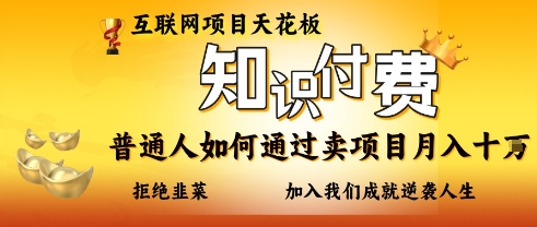互联网项目天花板，知付付费项目，普通人如何通过卖项目月入十个，拒绝韭菜【揭秘】——生财有道创业项目网-生财有道