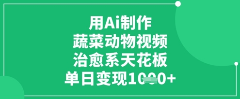 用Ai制作蔬菜动物视频，治愈系天花板，单日变现1k——生财有道创业项目网-生财有道