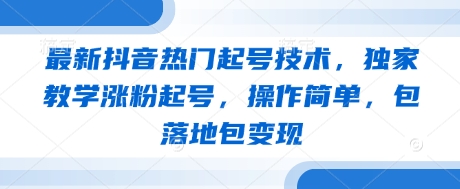 最新抖音热门起号技术，独家教学涨粉起号，操作简单，包落地包变现——生财有道创业项目网-生财有道