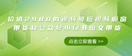 价值2980的视频号短视频橱窗带货和公众号小绿书图文带货——生财有道创业项目网-生财有道
