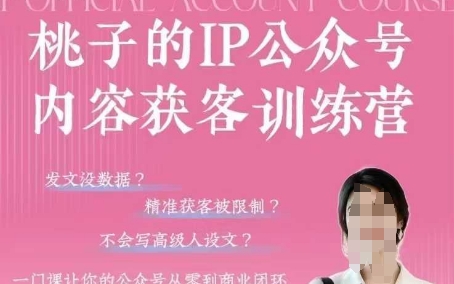 桃子IP公众号内容获客训练营(第3期)，一门让你公众号从0到商业闭环的课程——生财有道创业项目网-生财有道
