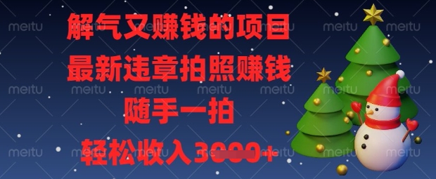 解气又挣钱的项目，最新违章拍照挣钱，随手一拍，轻松收入数张【揭秘】——生财有道创业项目网-生财有道