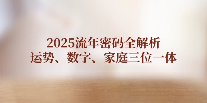 （14466期）2025流年密码全解析，运势、数字、家庭三位一体_生财有道创业项目网-生财有道
