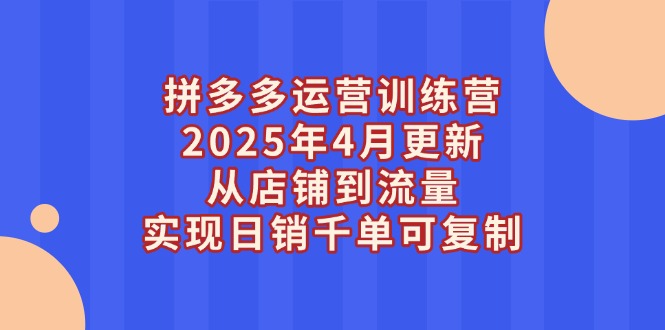 （14469期）拼多多运营训练营2025年4月更新，从店铺到流量，实现日销千单可复制_生财有道创业项目网-生财有道
