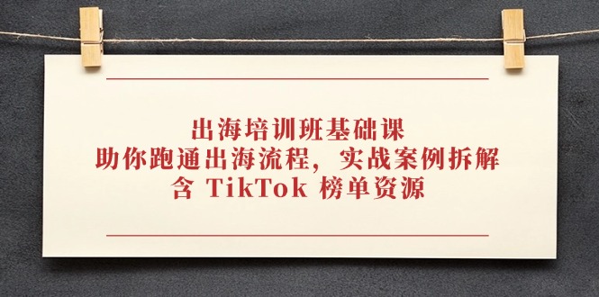 （14555期）出海培训班基础课，助你跑通出海流程，实战案例拆解，含 TikTok 榜单资源_生财有道创业项目网-生财有道