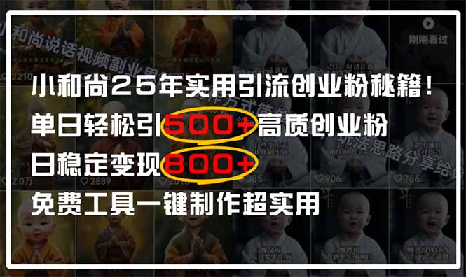 （14436期）小和尚2025年实用引流秘籍！单日轻松引500+高质量创业粉，日变现800+，…_生财有道创业项目网-生财有道