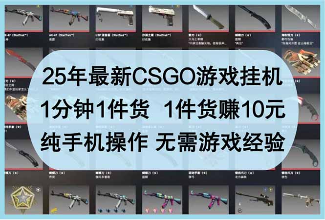 （14439期）25年最新CSGO游戏挂机，1分钟1件货，1件货赚10元 纯手机操作 无需游戏经验_生财有道创业项目网-生财有道