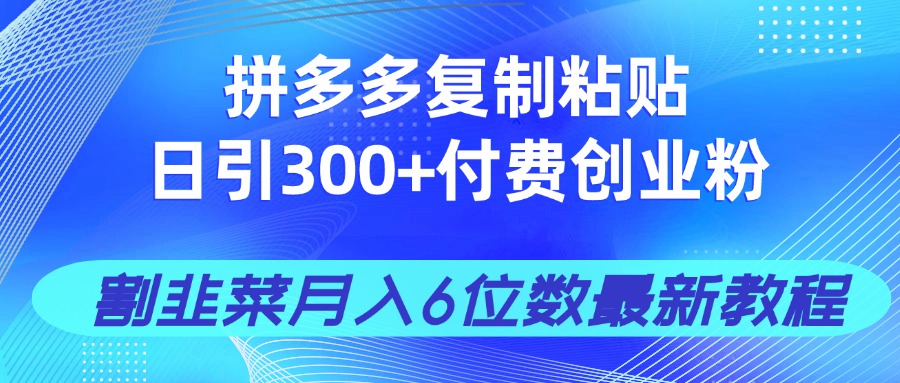 （14232期）拼多多复制粘贴日引300+付费创业粉，割韭菜月入6位数最新教程！_生财有道创业项目网-生财有道