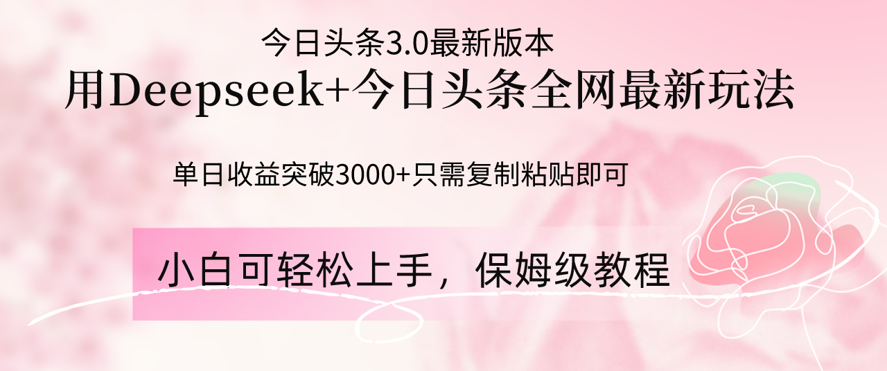 （14452期）Deepseek结合今日头条全网最新玩法，单日收益突破3000+，只需要简单的…_生财有道创业项目网-生财有道
