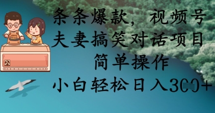 条条爆款，视频号夫妻搞笑对话项目，简单操作，小白轻松日入3张_生财有道创业网-生财有道