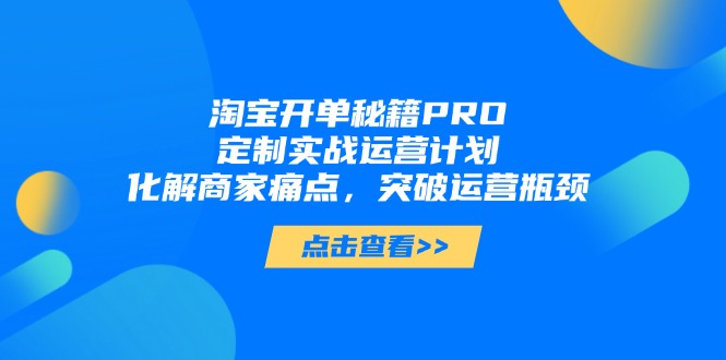 （14642期）淘宝开单秘籍PRO，定制实战运营计划，化解商家痛点，突破运营瓶颈_生财有道创业项目网-生财有道