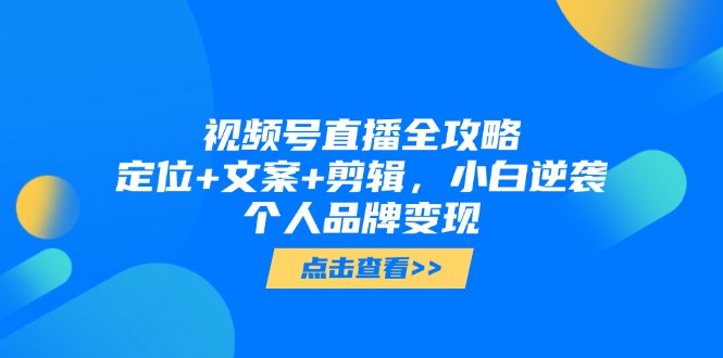 （14819期）视频号直播全攻略，定位+文案+剪辑，小白逆袭个人品牌变现_生财有道创业项目网-生财有道
