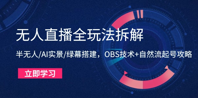 （14684期）无人直播全玩法拆解：半无人/AI实景/绿幕搭建，OBS技术+自然流起号攻略_生财有道创业项目网-生财有道