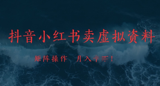 抖音小红书卖虚拟资料，市场需求一直存在，矩阵操作，月入1w+——生财有道创业项目网-生财有道