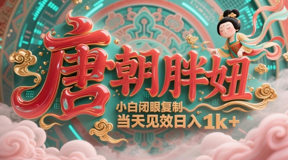用AI克隆“唐朝胖妞”日更3条，平台疯狂推流，小白闭眼复制，当天见效，日入1k+——生财有道创业项目网-生财有道