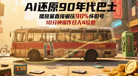 AI还原90年代巴士，一帧就让70后泪崩，播放量直接碾压90%怀旧号，每天操作十分钟，日入四位数——生财有道创业项目网-生财有道