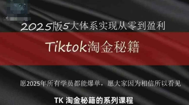 TikTok跨境2025淘金秘籍，​2025TikTok从0到盈利变现——生财有道创业项目网-生财有道
