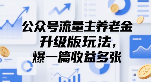 公众号流量主养老金升级版玩法，爆一篇收益多张——生财有道创业项目网-生财有道