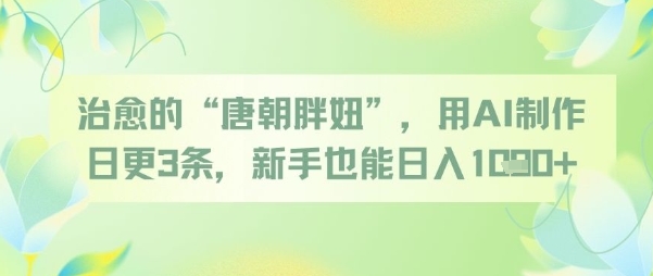治愈的“唐朝胖妞”，用AI制作日更3条，新手也能日入多张——生财有道创业项目网-生财有道