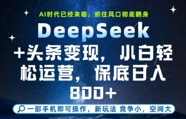 DeepSeek+头条变现，保姆级教学，小白轻松上手，日入8张+【揭秘】——生财有道创业项目网-生财有道