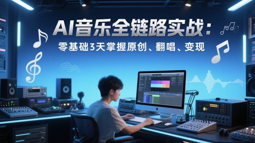 AI音乐全链路实战变现课：零基础3天掌握原创、翻唱、变现——生财有道创业项目网-生财有道