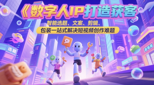 数字人IP打造获客变现实操课，智能选题、文案、剪辑、包装一站式解决短视频创作难题——生财有道创业项目网-生财有道