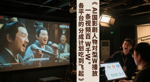 AI三国影视剧人物对口型唱歌玩法，一条视频百W千W播放，各平台的分成计划吃到飞起——生财有道创业项目网-生财有道
