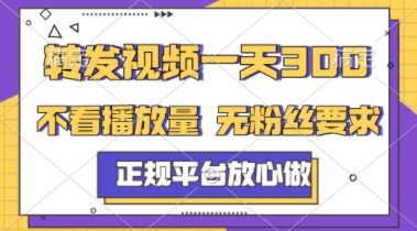 转发视频一天3张+，正规平台放心做，不看播放量，不看粉丝量，一个任务几分钟完成【揭秘】——生财有道创业项目网-生财有道