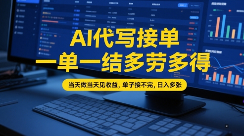 AI代写接单，一单一结多劳多得，当天做当天见收益，单子接不完，日入多张【全网最全实操课程】——生财有道创业项目网-生财有道