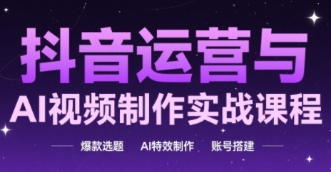 抖音运营与AI视频制作实战课程，爆款选题-AI特效制作-账号搭建——生财有道创业项目网-生财有道