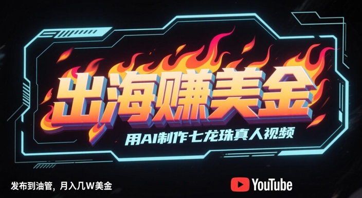 出海挣美金，用AI制作七龙珠真人视频，发布到油管，条条爆火，月入几W美刀——生财有道创业项目网-生财有道
