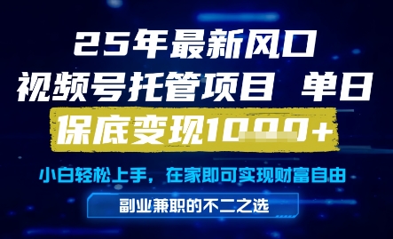 25年最新风口，视频号托管项目，单日保底变现1k+，手把手教学【揭秘】——生财有道创业项目网-生财有道