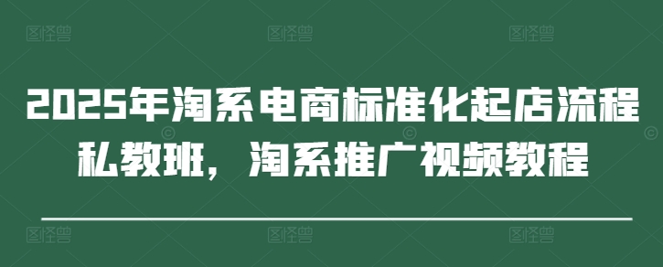 2025年淘系电商标准化起店流程私教班，淘系推广视频教程——生财有道创业项目网-生财有道
