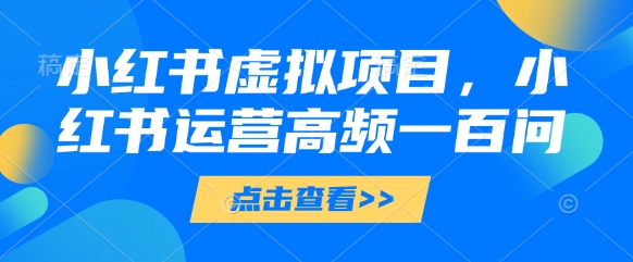 小红书虚拟项目，小红书运营高频一百问【文档】——生财有道创业项目网-生财有道