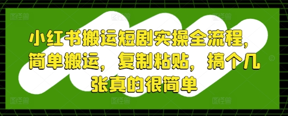 小红书搬运短剧实操全流程，简单搬运，复制粘贴，搞个几张真的很简单——生财有道创业项目网-生财有道