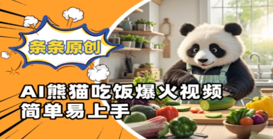Ai熊猫吃饭爆火视频，条条原创，简单易上手——生财有道创业项目网-生财有道