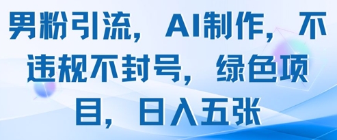 男粉引流，AI制作，不违规不封号，绿色项目，日入五张——生财有道创业项目网-生财有道